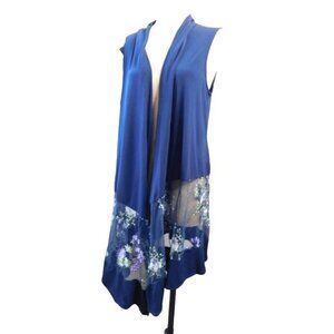 Susan Graver Size M Medium Navy Blue Slinky Stretchy Vest Style Top